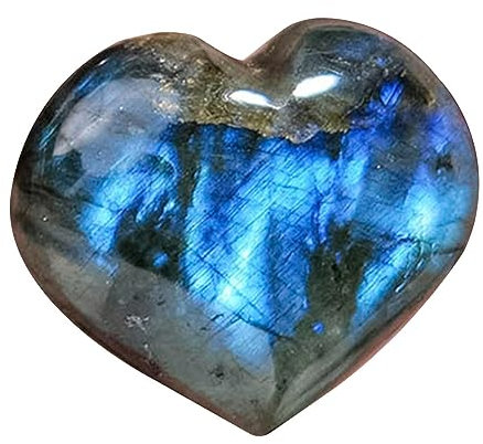 Novent Labradorite,Pierre Palmier en Forme cœur en Labradorite Naturelle - Pierre Palmier pour l'équilibrage Naturel du Corps, décoration Artisanale