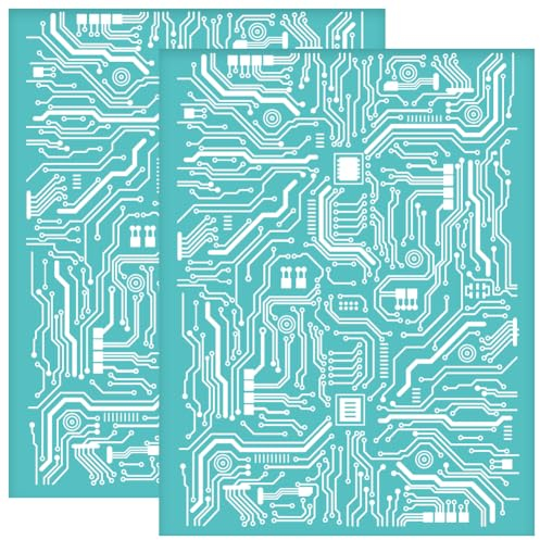 INFUNLY 2 Stück Siebdruckschablone Für Leiterplatten 8.5x11{1} cm Wiederverwendbare Selbstklebende Schablone Schaltkreisschablonenmuster Zum Malen von Hintergrund Netz Selbstklebendes Siebdruck-Malset