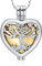 Tree of Life Urn Necklaces for Ashes Heart Shape Cremation Jewelry Memorial Keepsake Jewelry Gifts for Women Men Memorial Lockets Ashes Holder for Pet (Silver-gold)