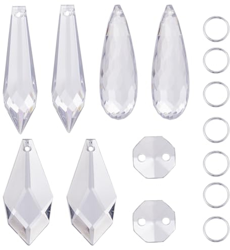 SUNNYCLUE 220 Uds Adornos Navideños de Cristal Adornos Acrílicos Juego de Adornos de Cristal Colgantes Carámbanos de Cristal Colgantes de Navidad Decoraciones de Copos de Nieve para Árbol de Navidad S