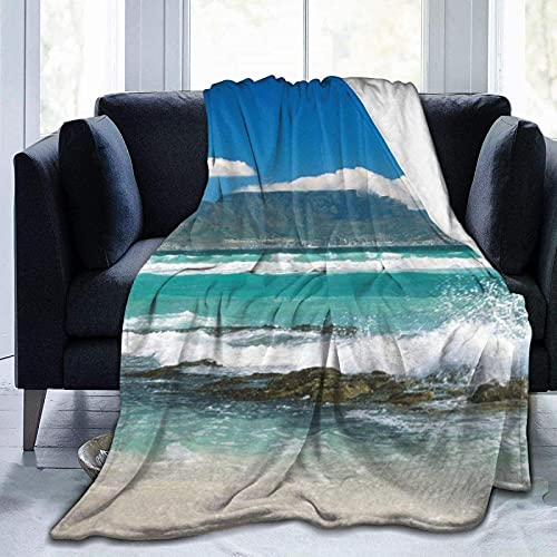 Island Wave Mikrofaser-Decke Überwurf Island Wave-Druck superweiche leichte warme Mikrofaser-Decke Bett Sofa Wohnzimmer Vier Jahreszeiten