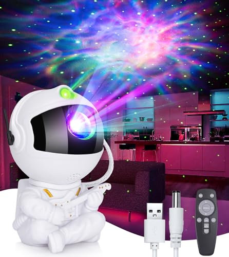 Proiettore di luce notturna stellata con galassia astronauta, proiettore con nebulosa, telecomando, alimentato tramite USB, proiettore di luce regolabile a 360°, per bambini e adulti