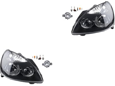 Johns, Scheinwerfer Satz Halogen Front passend für Renault Clio BB BC CB 01-05 H7 H1 Links & Rechts + Nebelscheinwerfer + Leuchtmittel