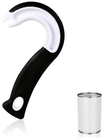 Easy Open Ring Pull Can Opener, J Hook Can Opener Pull Tab No-Slip Rubber Grip Jars Can Lid Lifter Manual Ring Top Soda Tin Bottle Opener Tool for Seniors, Children, Weak Hands