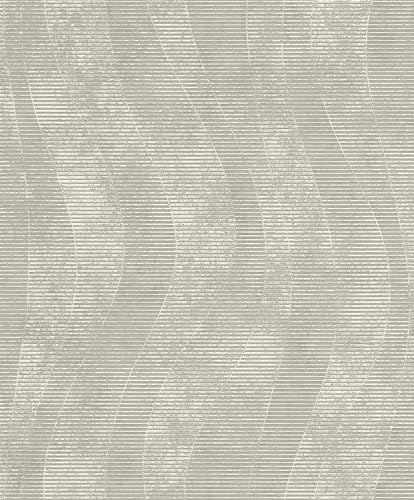 Rasch Tapeten 315813 - Vliestapete mit Wellen in Cremeweiß, Braun und Grau aus der Kollektion Color your life - 10,05 m x 0,53 m (LxB)