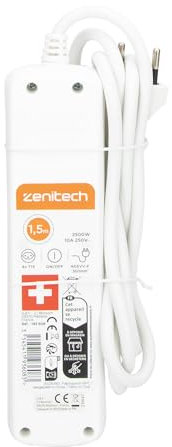 Bloc multiprise suisse 4xT13 1,5m - Blanc - Zenitech