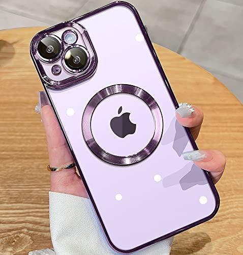 JUESHITUO for iPhone 14 Case with Integrated Camera Lens Protection [Military Grade Drop Protection] for Magsafe Women Men iPhone 14 Cover Case 6.1 Purple