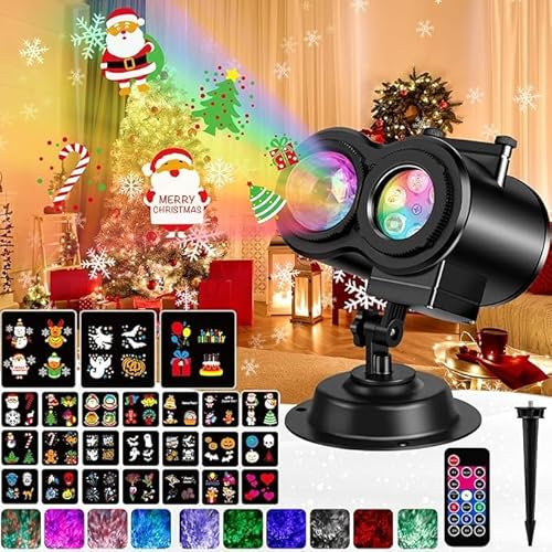 Laliled LED Projektor Weihnachten,Projektorlampe Weihnachtsdeko Aussen mit 24 Muster,Halloween Projektor Wasserdicht Weihnachtsdeko Projektor