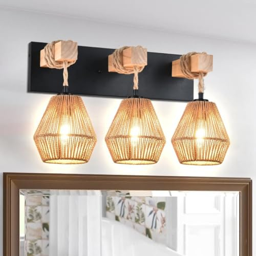 Rustikale Wandleuchte Industrielle Wandlampe Vintage Holz Loft Stil Wandlampe Rattan Nachttischlampe Vintage Wandleuchte Mit Holzbalken Für Garage Haustür Haus Balkon Korridor Gang