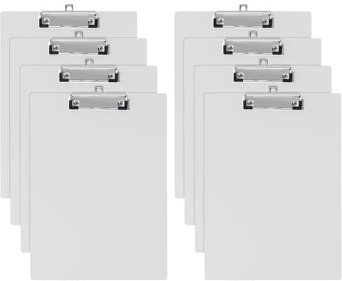 GUOKOFF Portapapeles con Pinza A4, 8 Piezas Portapapeles A4, Portapapeles de Plástico con Pinza, Tableros con Pinza para Notas, A4 Clipboard Carpeta Portapapeles