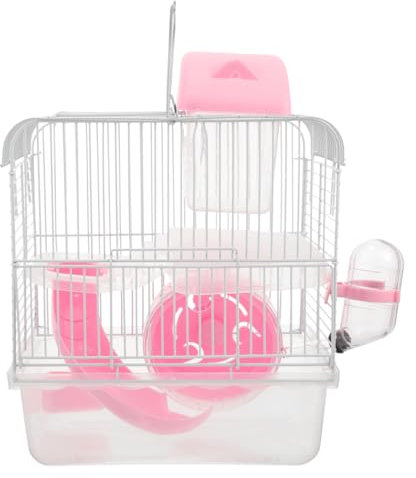 BELLIFFY Cage à Hamsters Métallique pour Petits Animaux Maison pour Rongeurs Espace De Confortable Et Facile à Nettoyer Couleur Rose