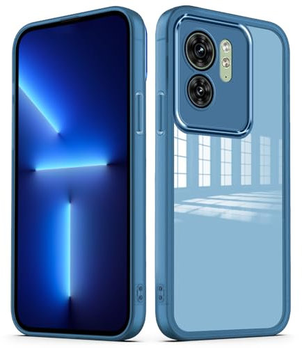 YUXING Funda para Motorola Edge 40 Carcasa Transparente con Película Protectora de Lente Ultra Delgado Antichoque Bumper Slim Case - Azul