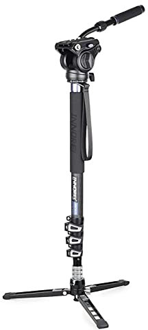 SCRUBY VM70CK 10 Layers Carbon Fiber Video Monopod Kit Professional Fluid Head Tripod Stand for DSLR Camera Telescopic Camcorder(VM70CK)