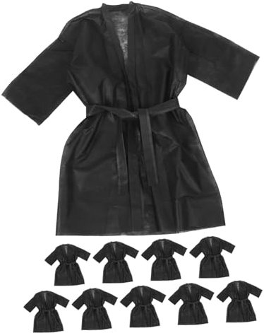 BESPORTBLE 10 Pièces Peignoir Jetable Jupe De Bain Enveloppements De Bain De Salon De Beauté Jupes De Bain De Salon De Beauté Peignoir Fumant Peignoir Spa Robes De Salon Tissu Non Tissé Black