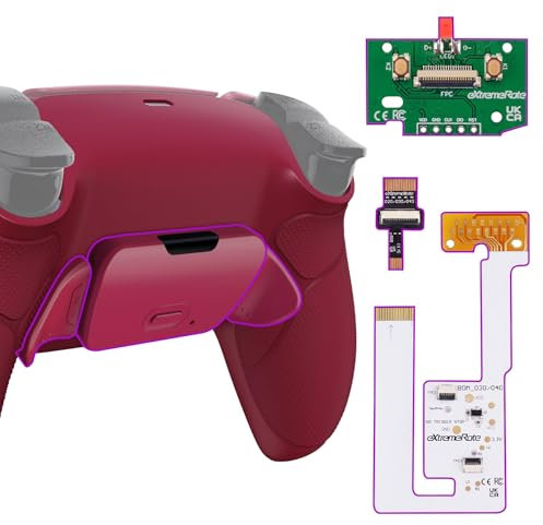 eXtremeRate Konfiguriert Rise V3 Remap Kit für ps5 Controller BDM-030/040/050, Upgrade Board & Gummiert Grips Case Rückgehäuse & Back Paddles Zubehör für ps5-Cosmic Red
