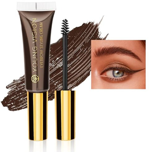 Gel pour sourcils imperméable - Couleur naturelle - Crème pour sourcils teintée liquide - Crème pour sourcils entièrement définie - Longue durée - Séchage rapide - Non adhésif (02 marron foncé)