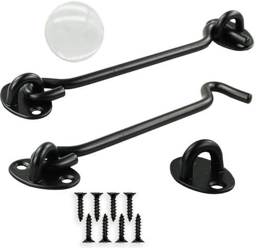 Gancio cabina 2 pezzi gancio chiusura porta con 1 adesivo da parete anti-collisione in silicone trasparente, serratura a gancio per porta in acciaio inossidabile nero, con viti di montaggio, per