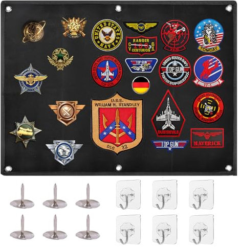 Roblux Panneau D'Affichage de Collection Panneau de Patch Tactique Militaire Pliable Panneau D'Affichage Tactique avec Crochet pour Suspendre des Patchs (Noir 60 X 45 CM)