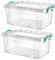 Best House | 14L | Plastic Storage Box with Clips & Lids | Size (L:49cm W:33cm H:15.5cm)| Set of 2 | Flat Shape |Stackable Clear Multipurpose Home Office Kitchen Tools Crafts Bits N Pcs -14 Litres