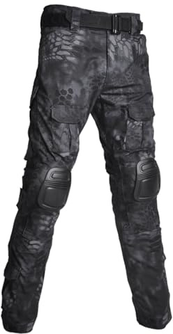 Taktisch Hosen Herren mit Knieschoner Camouflage Hose Kampfhose Outdoor Hose mit Multi Taschen Kampfhose Männer Stretch Arbeitshosen Combat Tactical Hose Ranger Hose Ripstop-Hose für Jagd Wandern