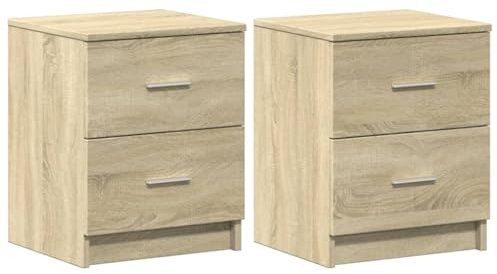 vidaXL Nachttische 2 STK. mit 2 Schubladen Sonoma-Eiche 40x36x50 cm, Nachtschrank, Nachtkommode, Betttisch, Nachtkonsole, Bettschrank