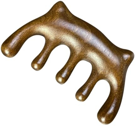 Healeved Kopfhautmassagekamm aus Natürlichem Sandelholz mit Glatter Oberfläche und 5 Breiten Zähnen für Entspannende Kopfhautmassage bei Outdoor und Reisen