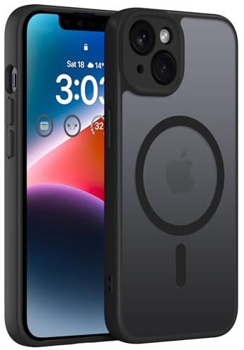 ORDA für iPhone 14 Hülle, Kompatibel mit MagSafe, Schwarz | Vollständiger Kameraschutz, Stoßfest Kratzfest Haltbarkeit, Transluzente Rückseite, Matt Magnetische Handyhülle
