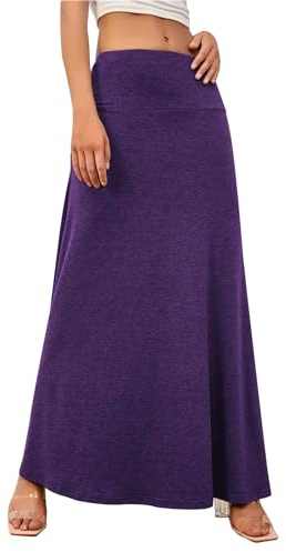 Adigaber Gonna Lunga da Donna Elasticizzata Vita Alta Gonna Maxi Yoga | Tinta unita,Lungo,Vita elastica,Festa,Spiaggia,Estate,Contenimento ventre,Morbido,Casual