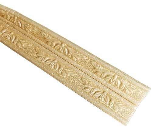 Dxcaicc Moulures De Plinthes Murales, Paquet De 3, Longueur 2,3 M, Largeur 8cm, Autocollantes, Colle Forte, Ligne d'angle Murale, Ligne d'angle Supérieure, Bandes De Plinthes,d'or