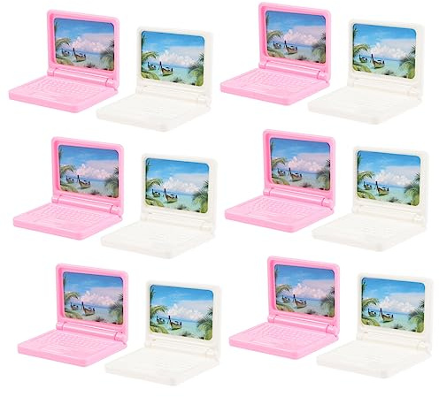 INOOMP 12Pièces Miniature Ordinateur Jouet Plastique Décorations Réalistes pour Maison de Poupée Accessoires pour Garçon Fille Stimulation de Imagination et Créativité