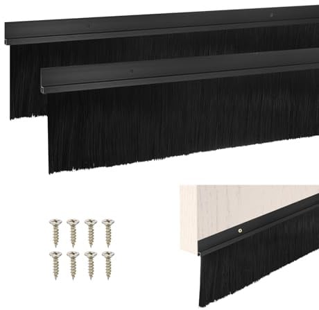 M METERXITY 2Pcs Door Brush Bottom Sweep 39x4.5 with 3.5 Nylon Brush | Black H-Shape Aluminum Alloy Base for Industrial/Home/Garage Door Seal, Strong Adhesive Weather Stripping