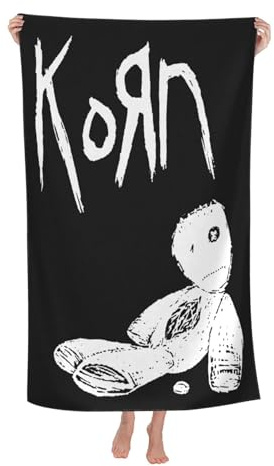 IJHRSFDST K*o*r*n Mikrofaser-Badetuch mit Metallband, 80 x 130 cm – weiches, saugfähiges, schnell trocknendes Handtuch für Badezimmer, Strand oder Fitnessstudio – Rockband Heavy Metal Music Fan