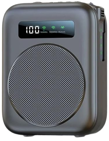 Eieenotee Wireless Lavalier Lapel Microphone with Bluetooth Voice Amplifier- Magnetic Design for Classroom, Yoga Conference Black