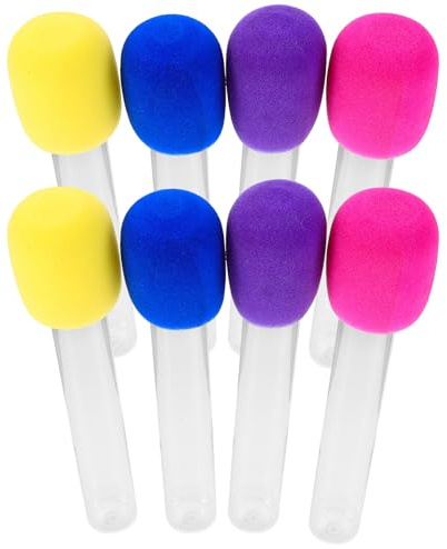 Uonlytech Lot de 8 Faux Microphones en Plastique Tube Bonbon Colorés Rouge Violet Jaune Bleu Accessoire Micro Karaoké pour Fête Disco Scène et Présents D’Anniversaire Garçon et Filles