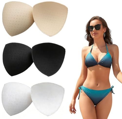 3 Paia Inserti per Reggiseno Triangolare Traspiranti, Imbottitura Seno Rimovibile, coppe reggiseno, Morbidi Donne e Ragazze, coppe per costumi da bagno, imbottitura reggiseno (15 x 14,5 cm)