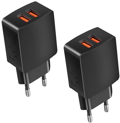 2-Pack USB Stecker, 2-Port USB Ladegerät 5V/2,1A USB Netzteil Adapter Plug | Ladestecker Steckdose, Netzstecker Ladeadapter für iPhone, iPad, Samsung, Huawei, Xiaomi, Tablet, E-Book, Smartwatches