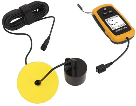 Fdit Wasserdichter Tragbarer Fisch-Tiefenmesser mit 200-kHz-Sonarfrequenz, Tragbarer Fischfinder mit LCD-Display für das Bootsangeln