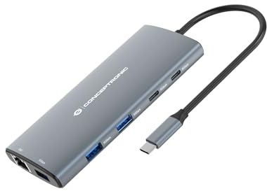 Conceptronic DONN06G 10-in-1 USB 3.2 Gen 1 Dockingstation・(DONN06G)・HDMI・100W USB PD・USB-C 5Gbps x 2・USB-A