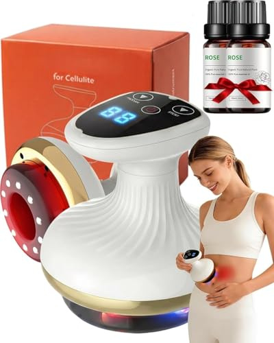 Massaggiatore elettrico 4 in 1 con calore, massaggiatore anticellulite，ventosa e Gua Sha, 9 livelli, massaggio profondo e anticellulite (Rosso)