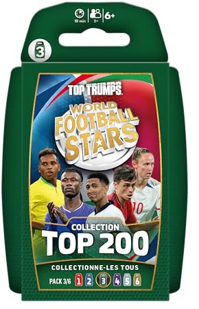 Top Trumps World Football Stars Top 200 Pack 3 Kartenspiel mit den beliebtesten Fußballspielern, Lerngeschenk ab 6 Jahren