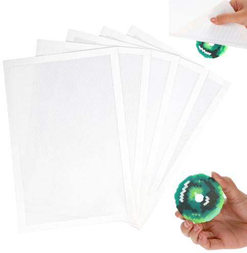 5 Pcs Thick Texture Fuse Bead Iron Cloth (30 x 20 cm, White) | Edge-Sealing Iron Cloth for Fuse Bead Craft, Easy to Iron, Reusable