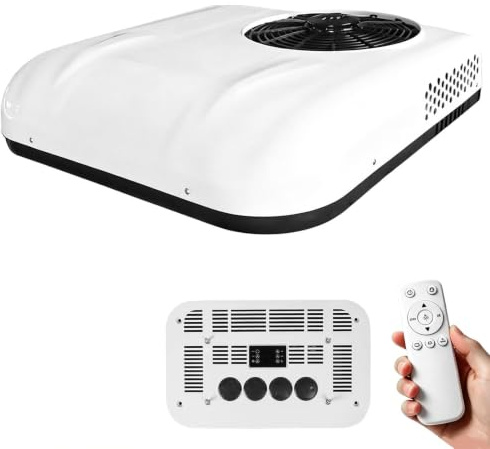 Climatiseur pour Camping-car 12 V 9000 BTU, Chauffage et Climatisation, Climatiseur de Toit de DC, Ultra-Silencieux avec Compresseur Inverter pour Caravanes, Vans et Camions