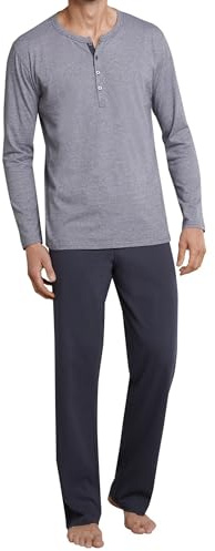 Schiesser Herren Lang, Zweiteiliger Schlafanzug, Grau (Anthrazit 203), 106 EU