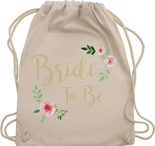 Turnbeutel Rucksack - Bride To Be - Unisize - Naturweiß - utensilien junggesellinnenabschied brauttaschen jga braut baumwolle beutel jungesellinnenabschied outfit jungesselnabschied bridemaid stoff