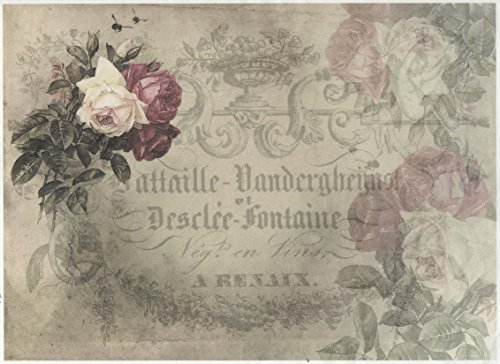 Zita's Creative Reispapier A4 - Roses of Memories. Motiv-Strohseide, Strohseidenpapier, Decoupage PapierF