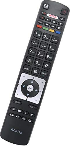 ALLIMITY RC5118 Sostituito il Telecomando adatto per Telefunken C55U320N4CW-3D D40F287M4CW D40U292X4C D43F279Q3CW D43F282Y4CW D43F286B3CW D43F287M3CW D48F287M4CW TFLU4317UHD31B D49F279N3CW