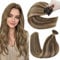 Hetto Extensions Echthaar Bonding Braun Bonding Extensions Echthaar 40 cm Highlights Dunkel Braun to Licht Blond Keratin U Tip Gerade Invisible Remy Haarverlangerung 1g/s 50g #p4/27