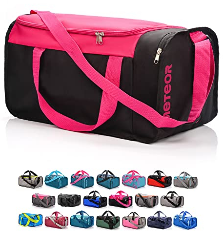 meteor Borsa per Palestra per la Piscina - Borsone da Viaggio - Una borsa sportiva spaziosa e comoda e per weekend, campeggio, ogni viaggio - con tracolla (20L) e (40L) (Rosa/nero, 40L)