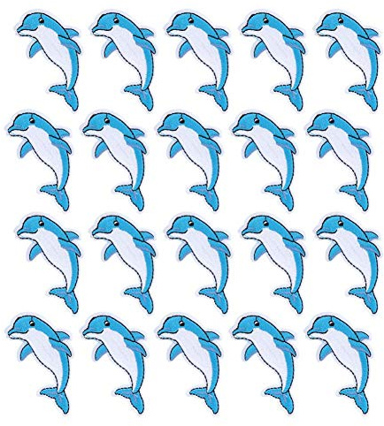 Delfin Muster Kleidung Aufkleber, 20 Stück Stickerei Patch, DIY Handarbeit Nähen Applikation für Mantel T-Shirt Rock Jeans Jacke Tasche Hut