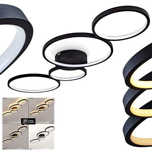 HOFSTEIN LED Deckenleuchte Rodekro, moderne Deckenlampe aus Metall in Schwarz, 37 Watt, 3300 Lumen, Lichtfarbe 3000 Kelvin (warmweiß), dimmbar über Lichtschalter
